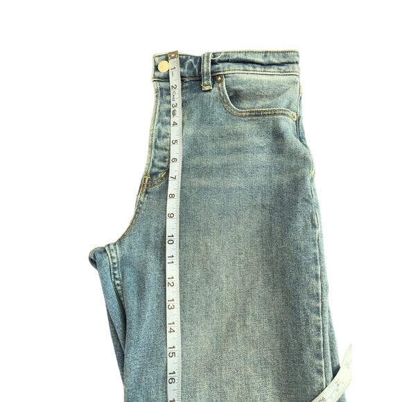 We the Free Jeans Curvy Button Fly Distressed Hem Straight Leg Denim Size 28 - Picture 9 of 11